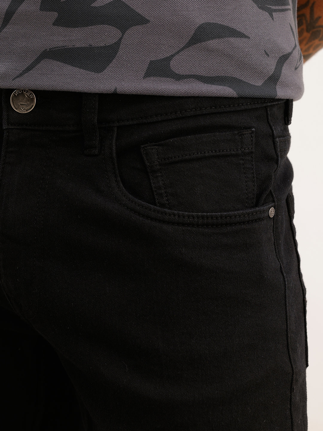 Solid Slim Fit Denim Jeans | Black