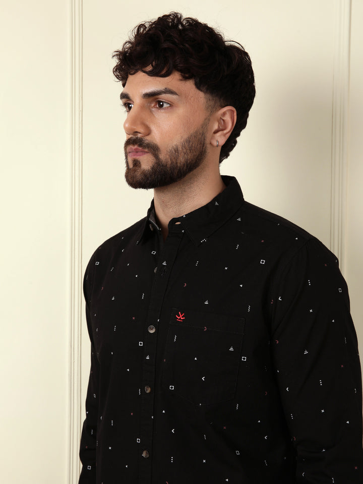 Dots & Dashes Black AOP Shirt