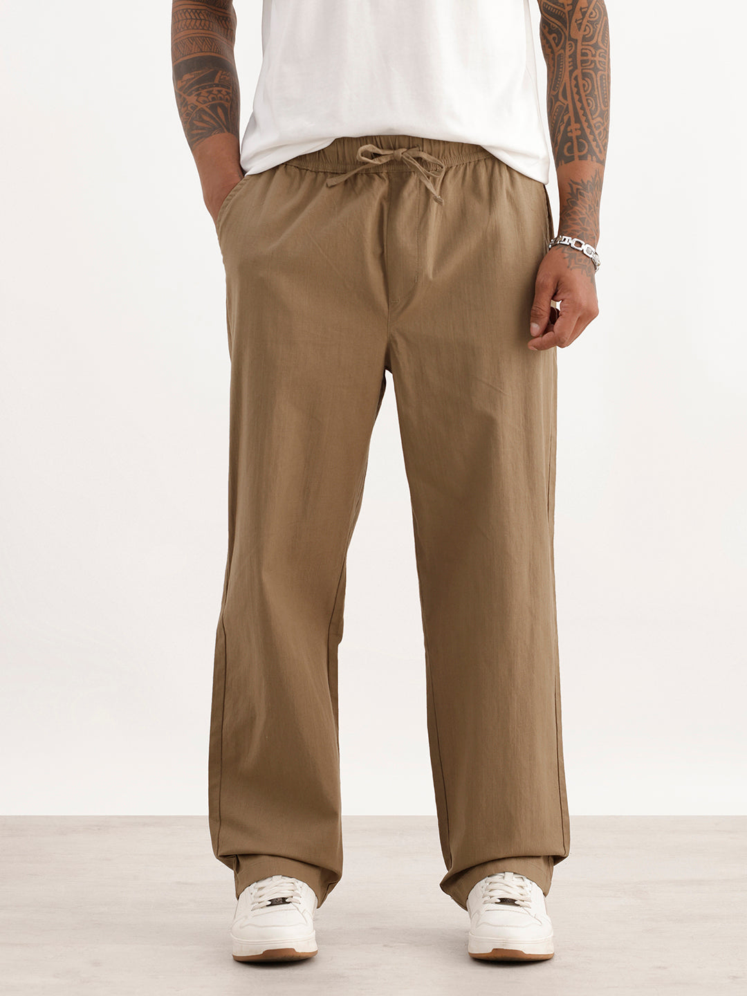 Solid Loose Fit Trouser | Khaki