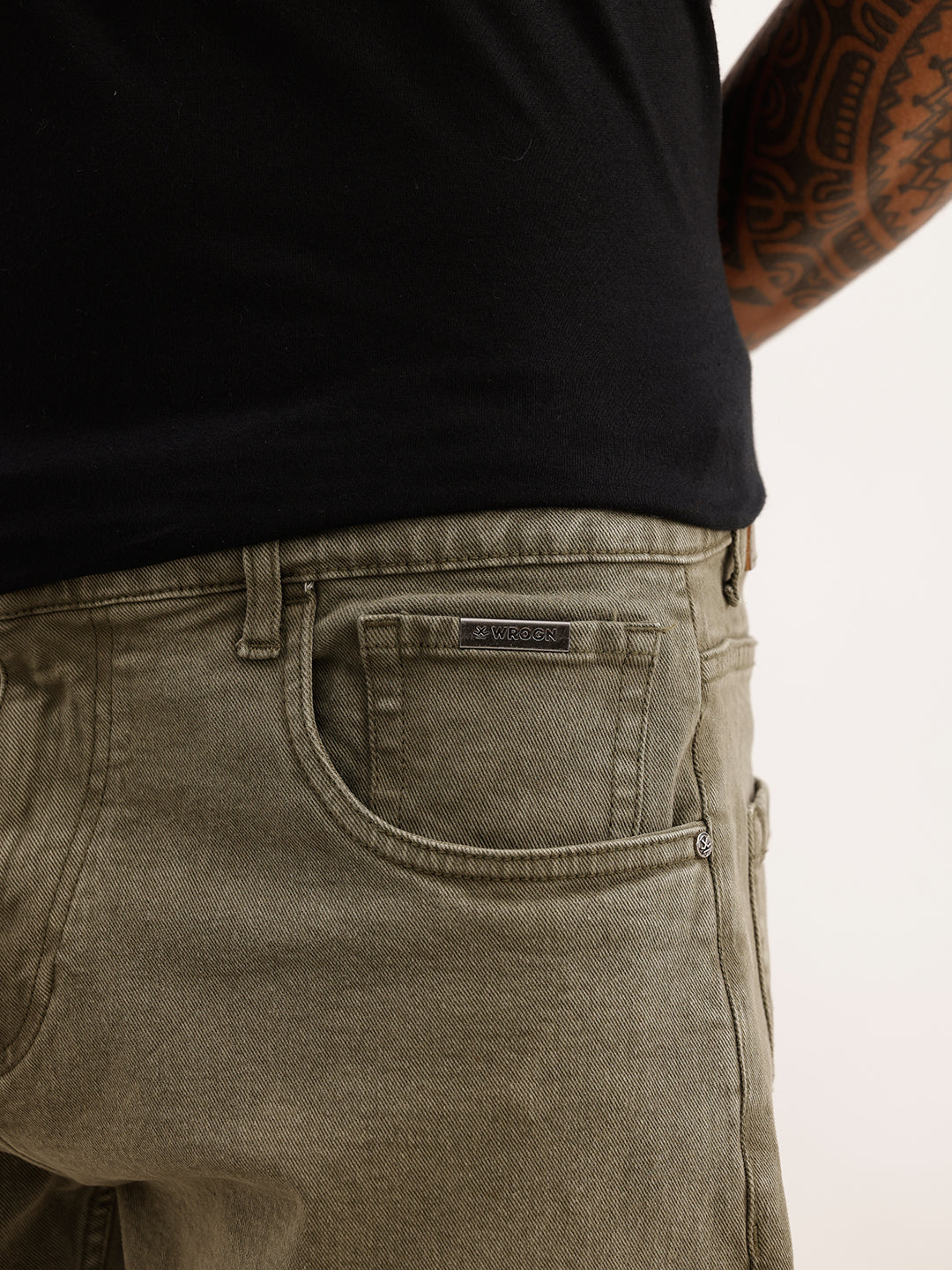 Faded Straight Fit Denim Jeans | Olive | WJN0200SR2237S