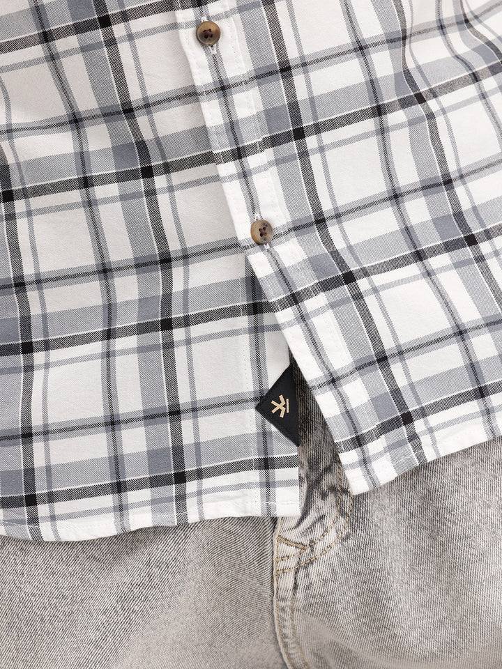 Slim Fit Checkered Shirt | White