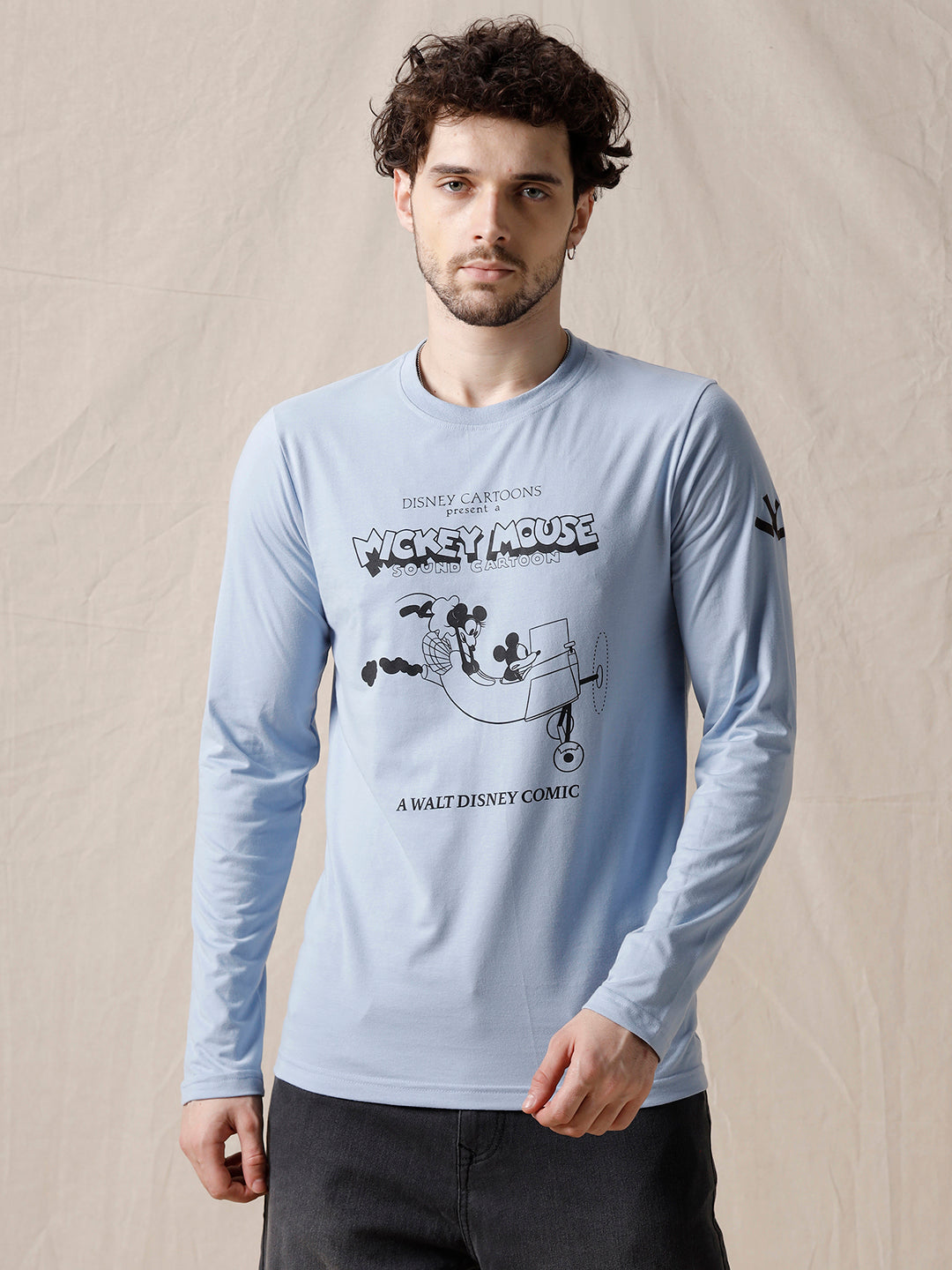 Blue Mickey Printed Long Sleeve T-Shirt