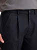 Anti Fit Pleated Trouser | Navy Blue