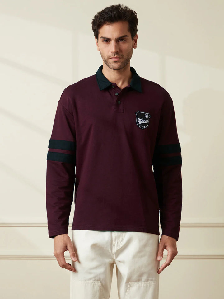 Heavy GSM Varsity Polo T-Shirt | Maroon