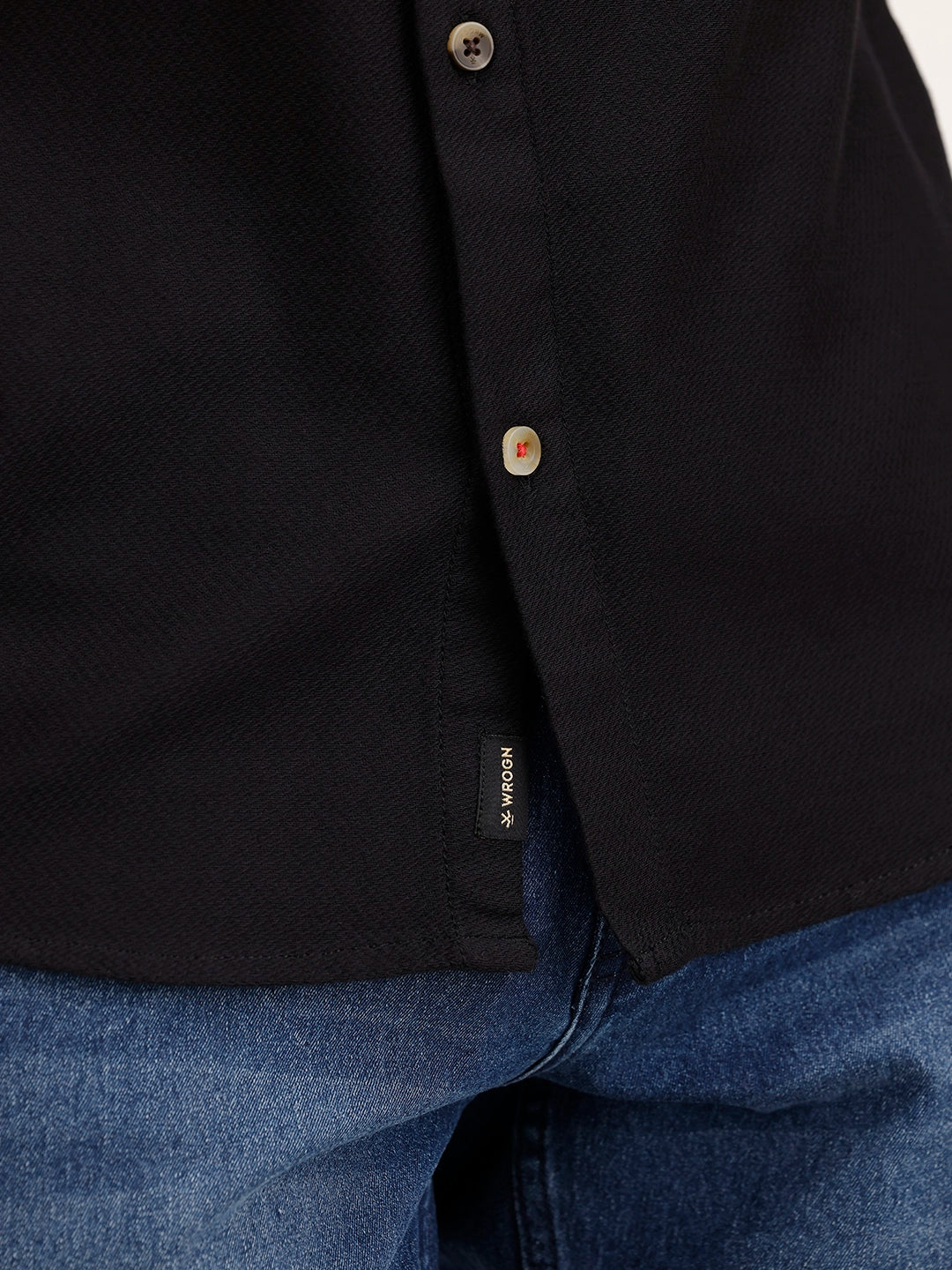 Textured Men's Casual Slim Fit Shirt | Black
