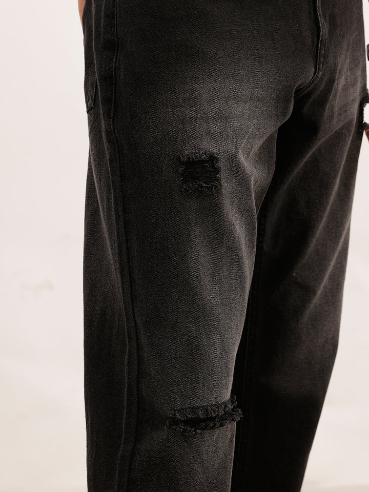 Distressed Heavy Fade Anti Fit Jeans | Dark Grey