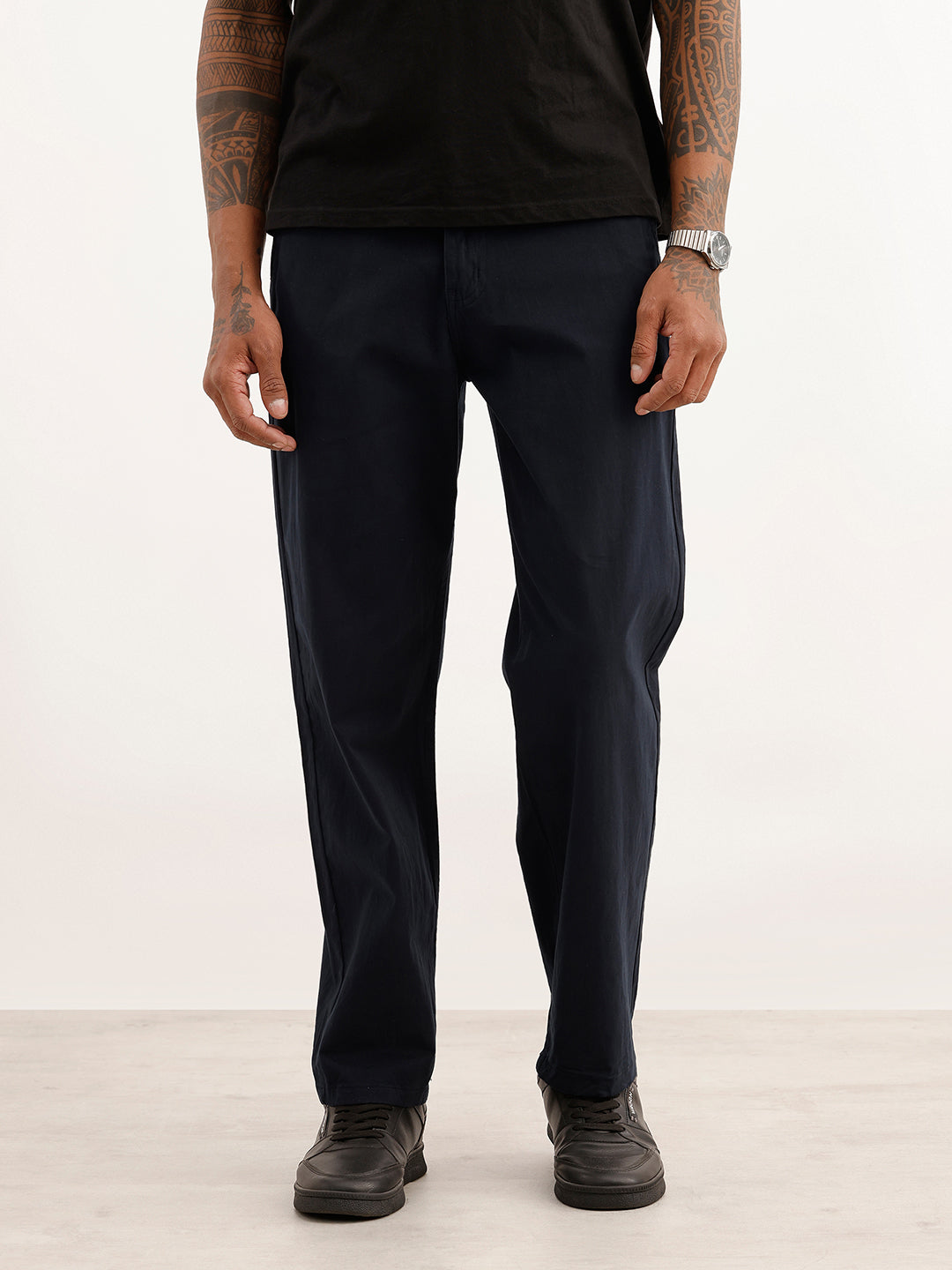Solid Loose Fit Trouser | Navy Blue