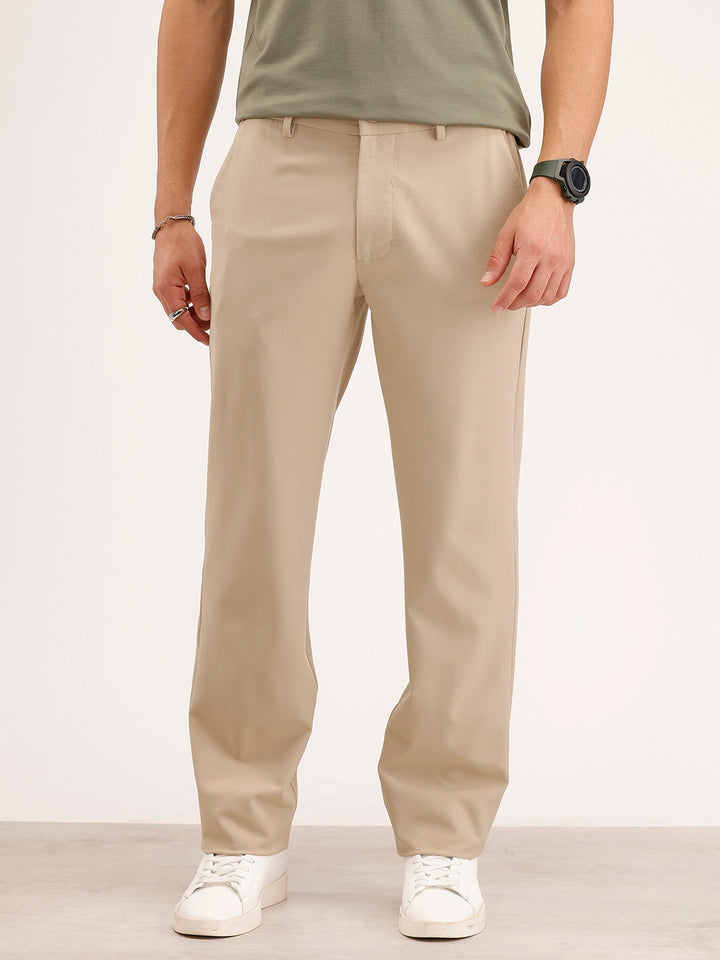 Solid Straight Fit Trouser | Khaki