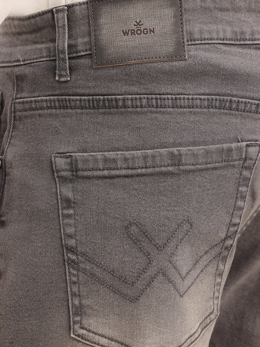 Washed Straight Fit Denim Jeans | Light Grey