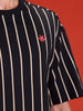 Striped Oversized Fit T-shirt With Puff Print | Black