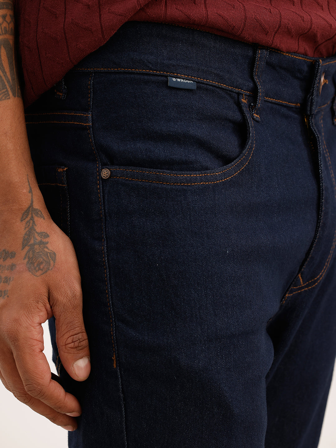 Solid Skinny Crop Fit Denim Jeans | Dark Blue