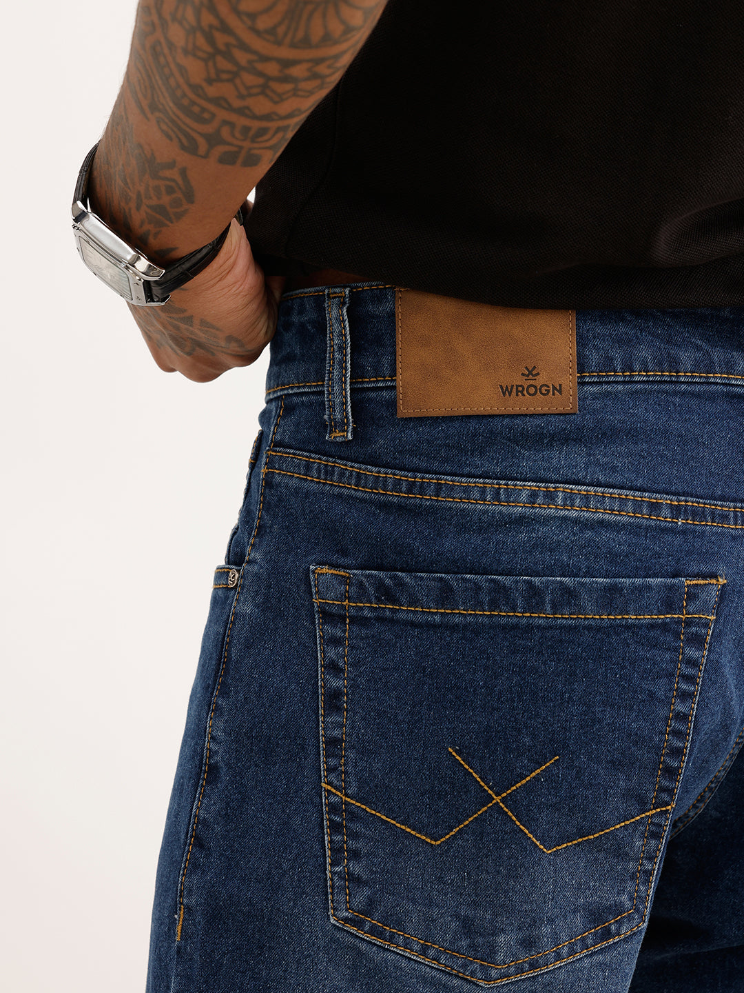 Regular Fit Faded Denim Jeans | Dark Blue