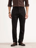 Solid Straight Fit Herringbone Trouser | Black
