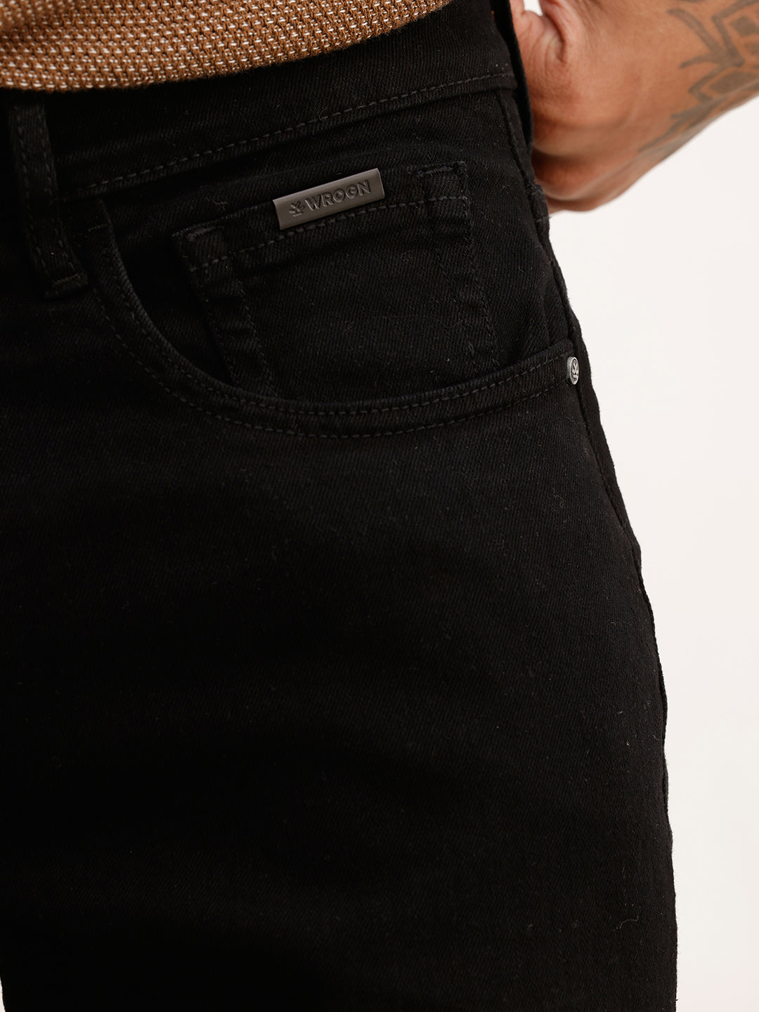 Solid Skinny Crop Fit Denim Jeans | Black