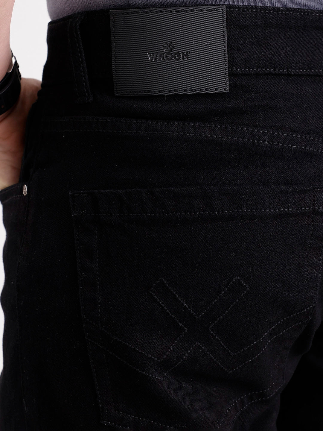 Solid Slim Tapered Denim Jeans  | Black
