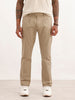 Solid Slim Fit Pleated Trouser | Beige