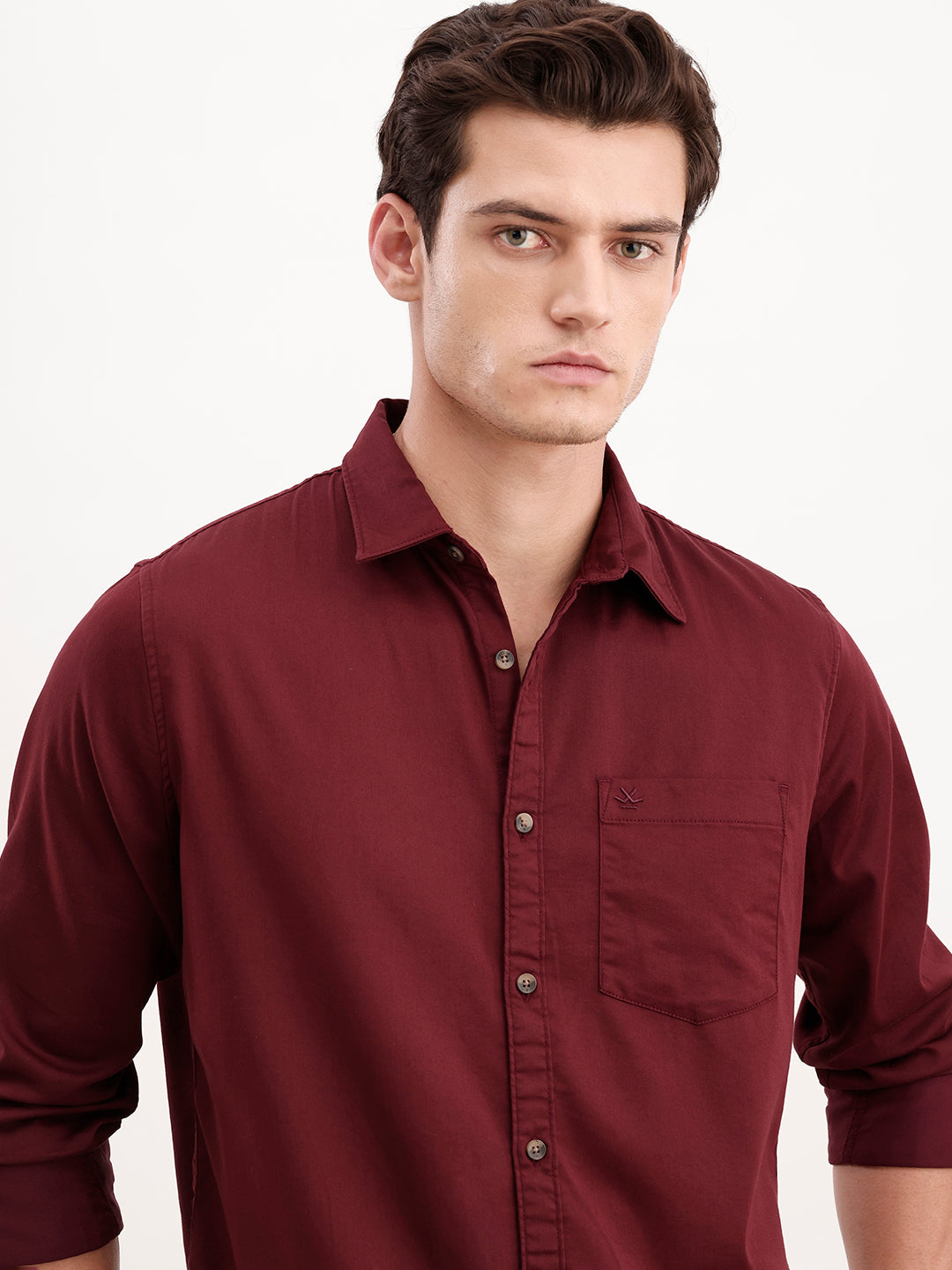 Solid Regular Fit Shirt | Maroon
