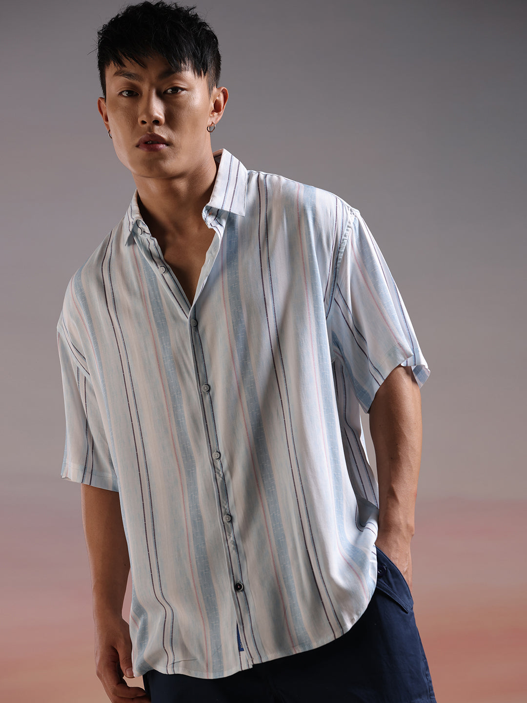 Sleek Stripes Half Sleeve Shirt