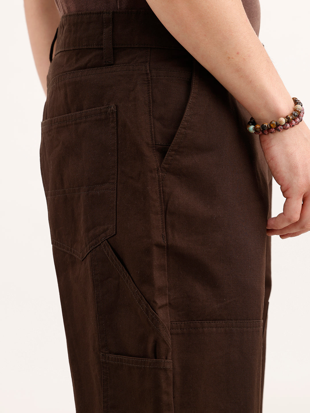 Loose Fit Solid Trouser  | Brown