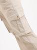 Solid Straight Fit Cargo Trouser   |  Beige