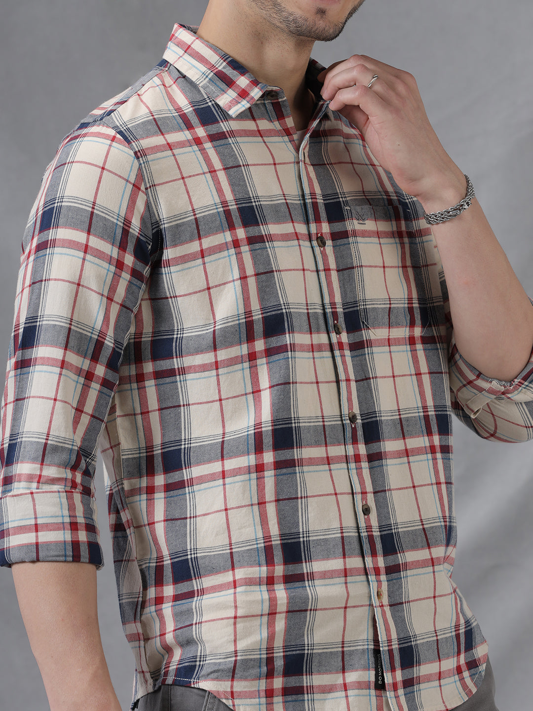 Tartan Dyed Beige Check Shirt