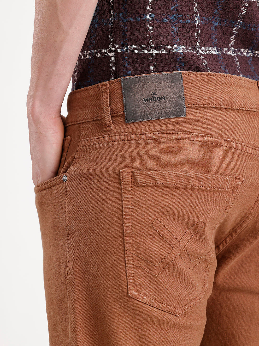 Solid Skinny Crop Denim Jeans | Brown