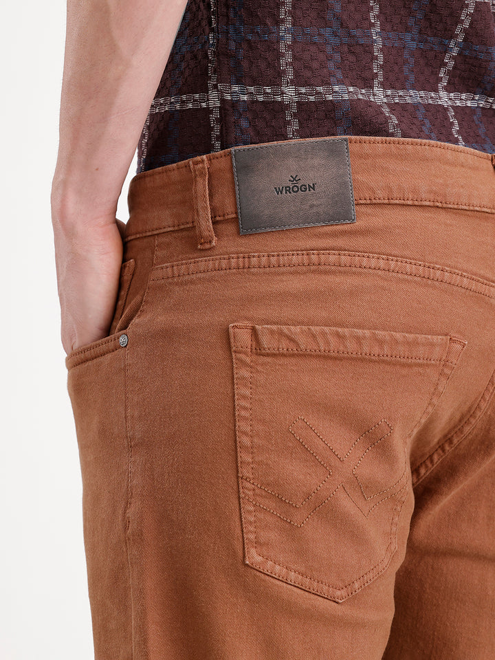 Solid Skinny Crop Denim Jeans | Brown