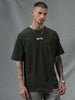 Textured Olive Crew Neck T-Shirt