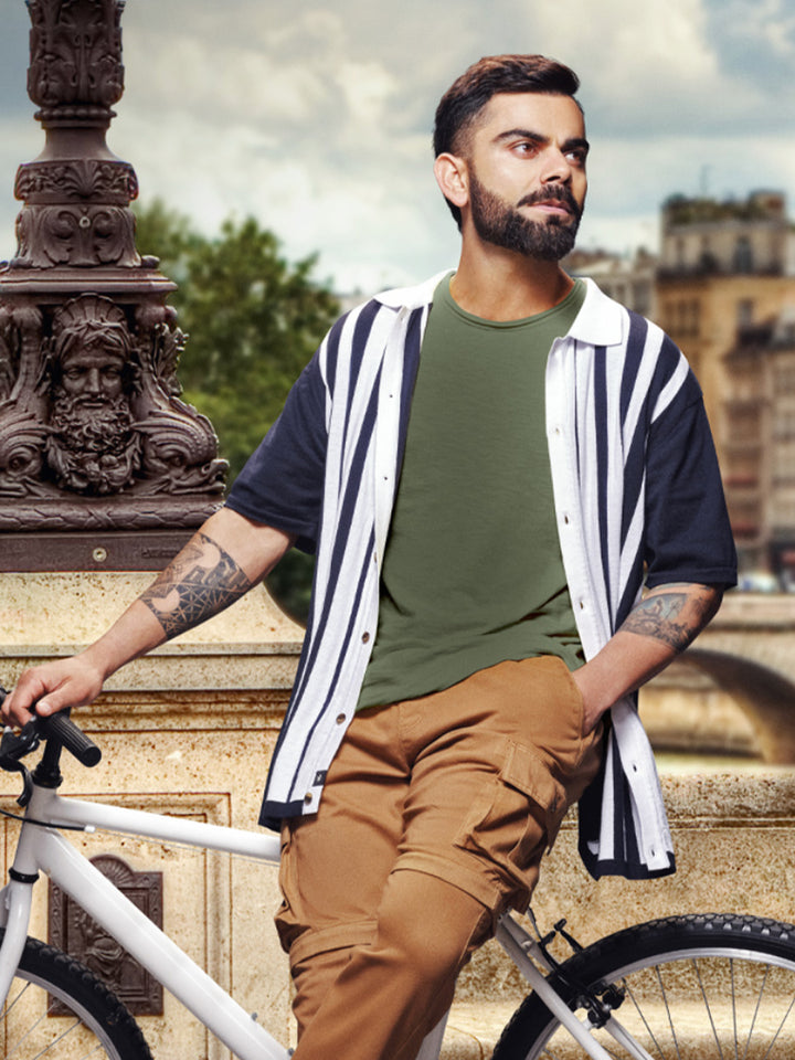 Vintage Stripes Flat Knit Navy Shirt