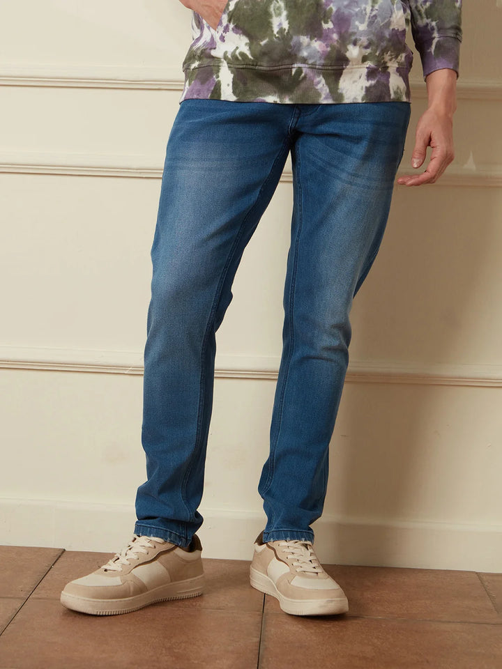 Linen Blend Denim Jeans | Blue
