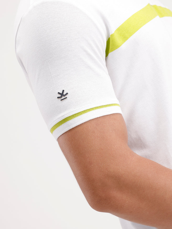 Classic Slim Fit Placement Printed Polo T-Shirt  | White