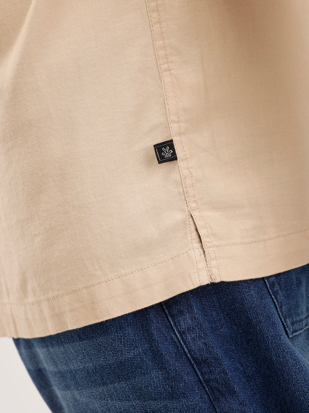 Solid Oversized Double Pocket Shirt | Beige