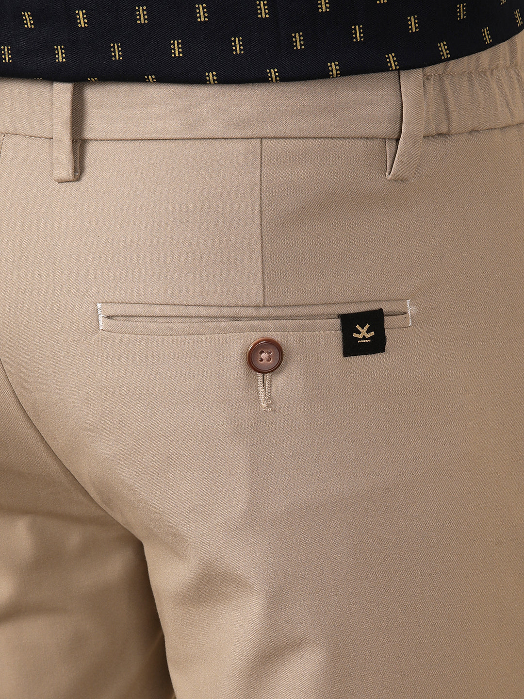Casual Beige Elastic Waist Trousers