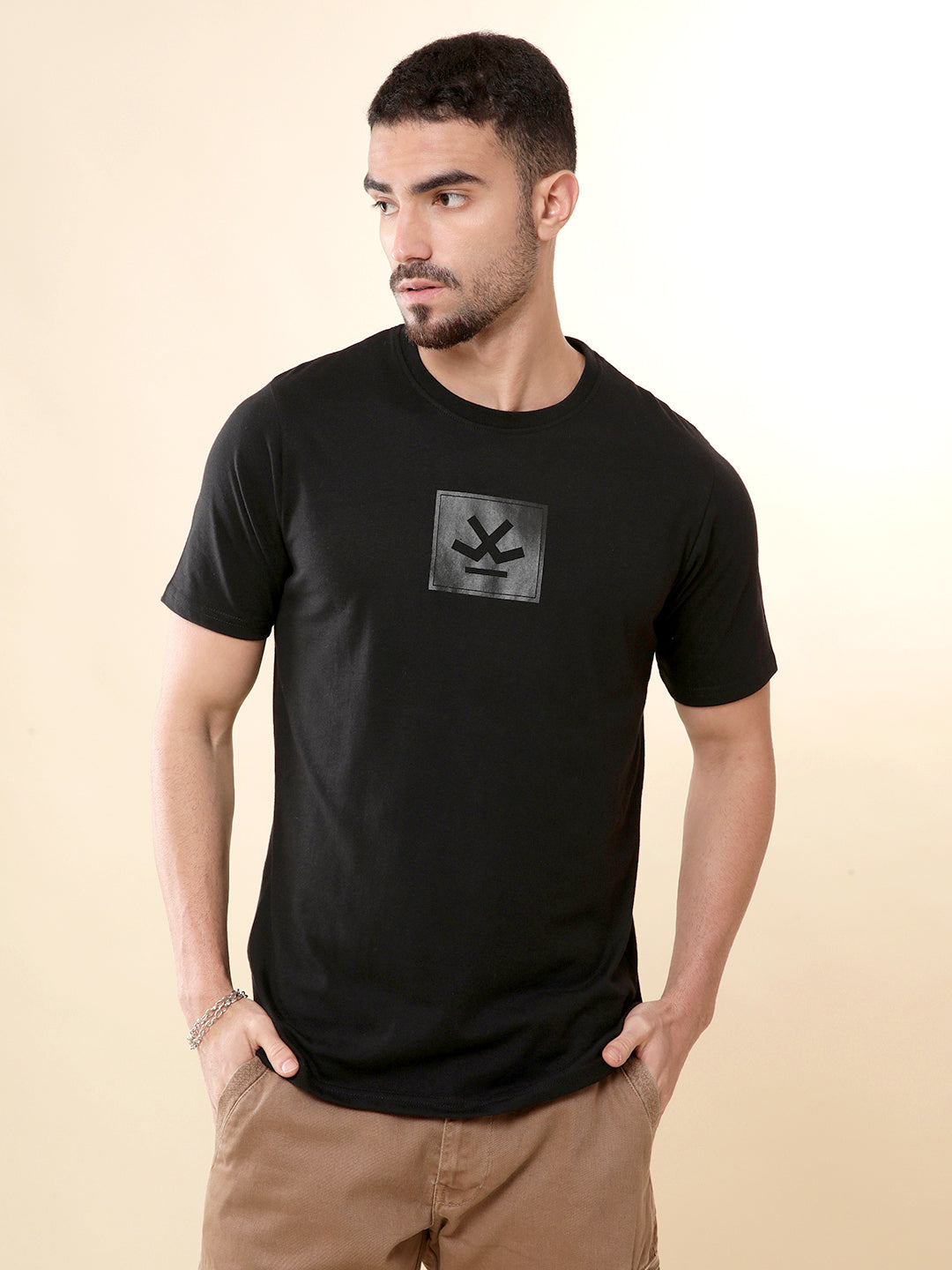 Black Crew Neck Cotton T-Shirt