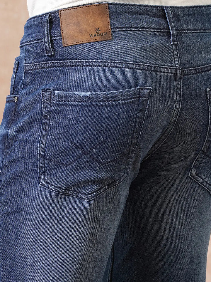 Distressed Skinny Crop Jeans | Dark Blue