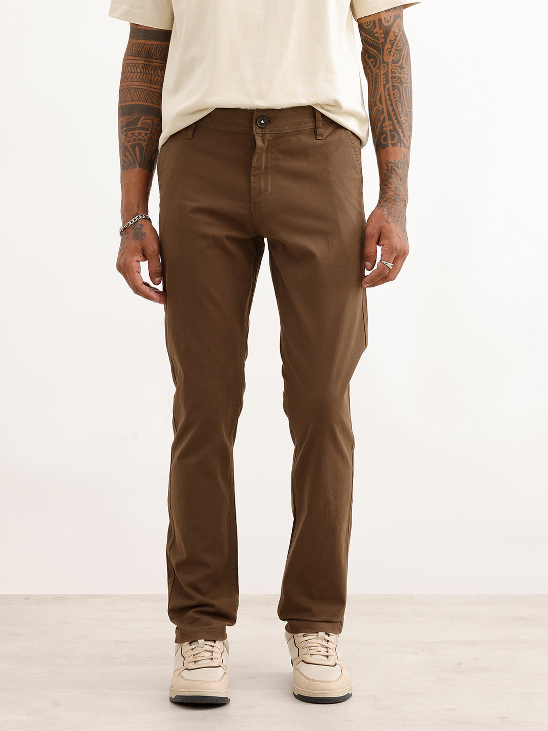 Solid Slim Fit Trouser | Olive