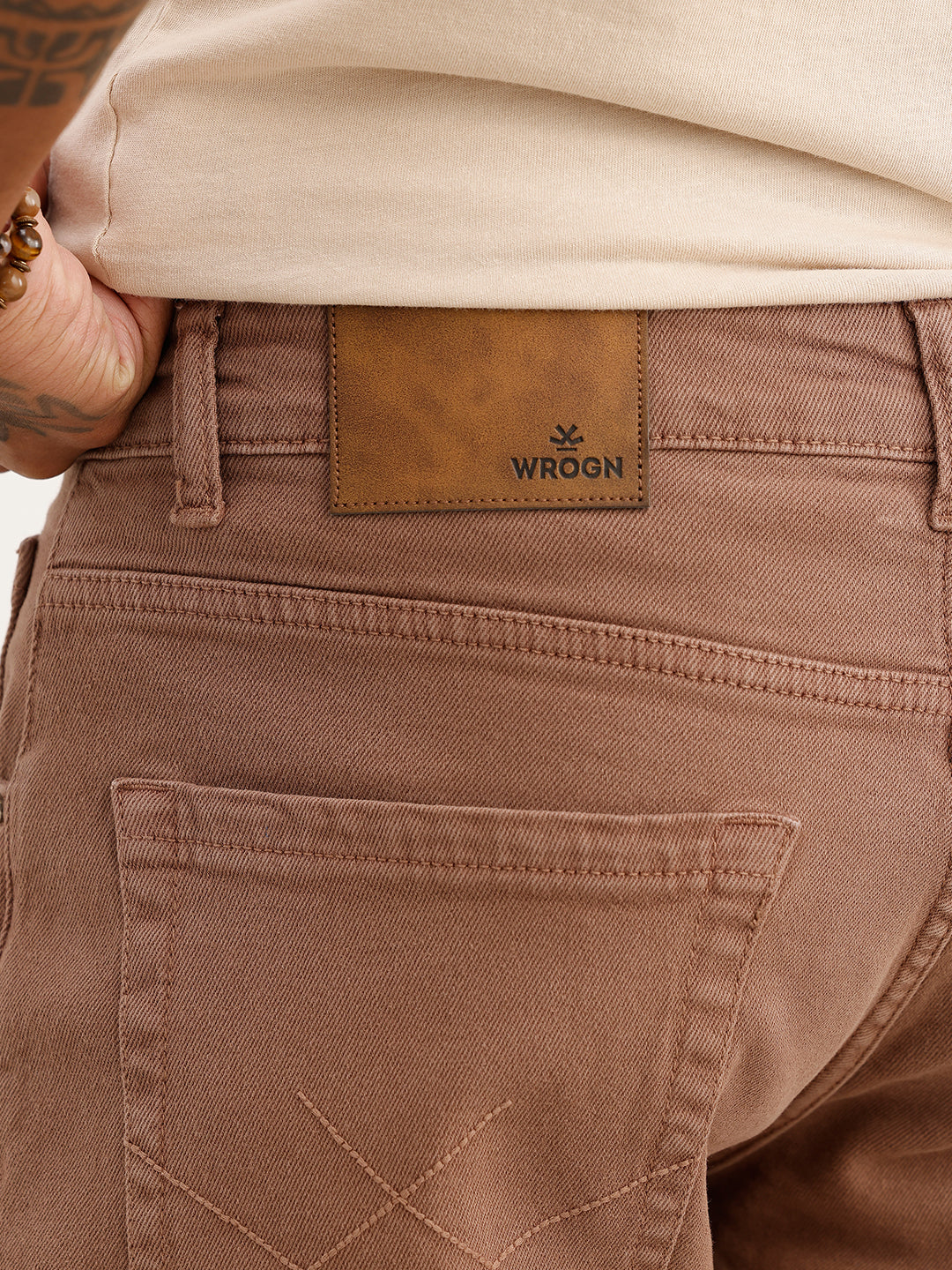 Slim Fit Solid Denim Jeans | Brown