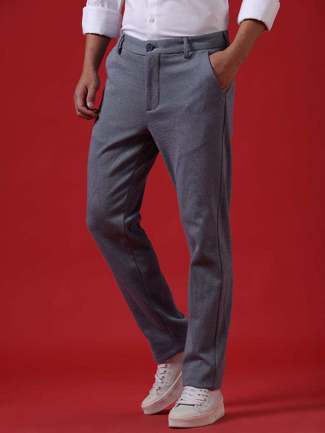 Solid Knit Casual Trouser