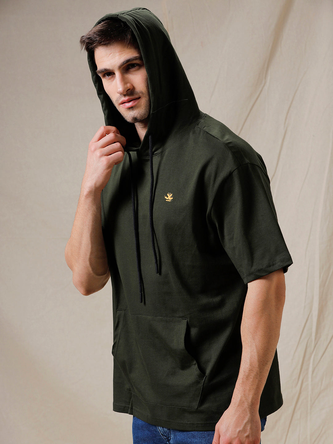 Olive Hooded Comfort Fit  T-Shirt