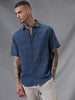 Blue Dobby Short Sleeve Shirt