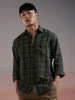 Checked Squares Olive Long Sleeve Shirt