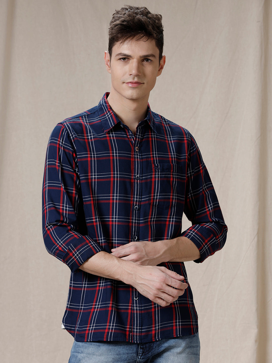 Checkered Cotton Blend Shirt