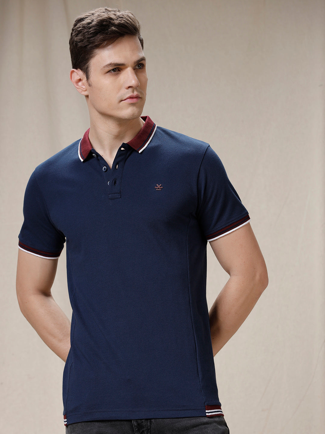 Blocked Edges Solid Polo T-Shirt – Wrogn