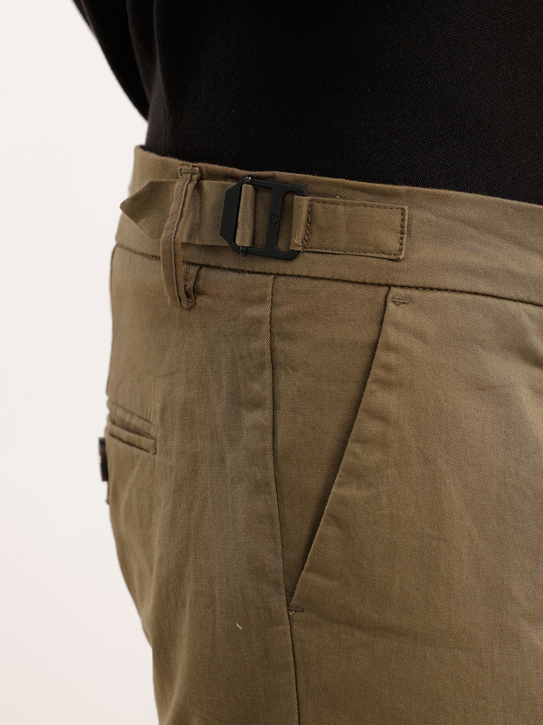 Solid Slim Fit Pleated Trouser | Olive