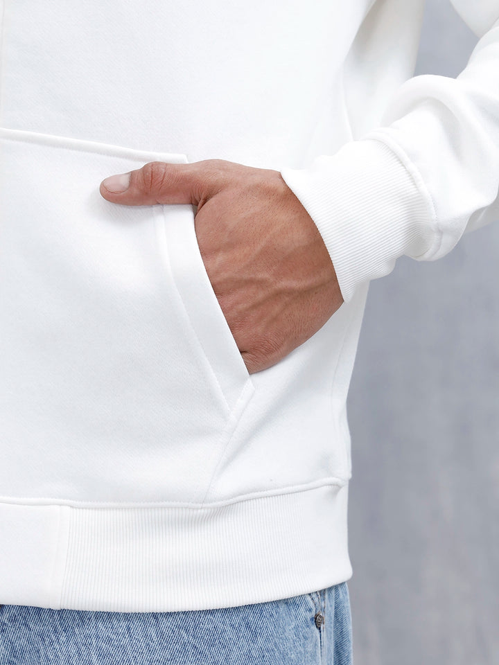 Men’s Solid Zip-Up Hoodie Sweatshirt | Snow White