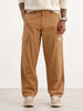 Solid Relaxed Fit Cargo Trousers | Brown
