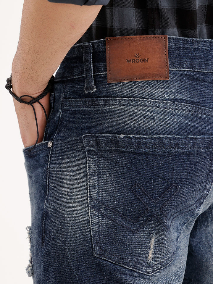 Slim Fit Distressed Denim Jeans | Blue