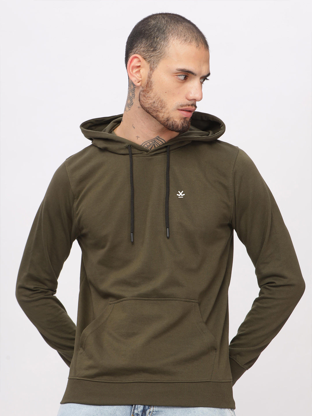 Solid Olive Pullover Hoodie