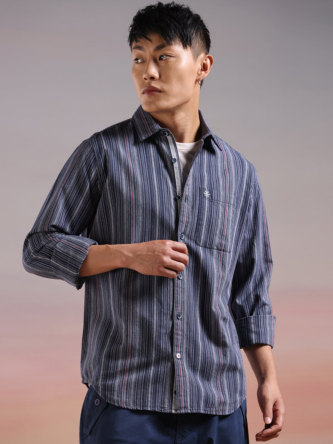 Stripes On Stripes Navy Pinstripe Shirt