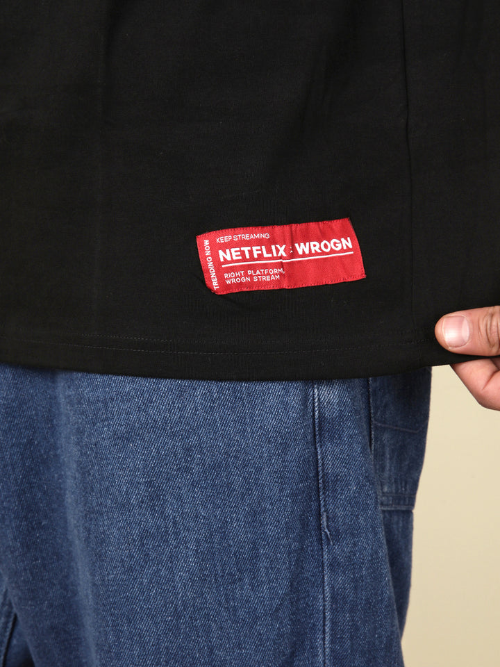 Play Netflix Oversized Black T-Shirt
